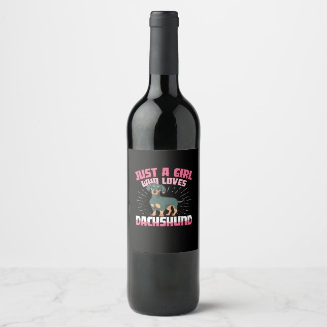Étiquette Pour Bouteilles De Vin Une fille qui aime Dachshund (Devant)