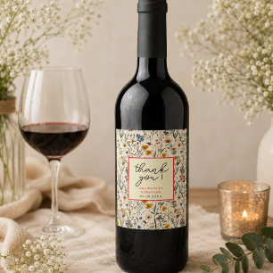 Étiquette Pour Bouteilles De Vin Une petite fille fleur sauvage Baby Shower