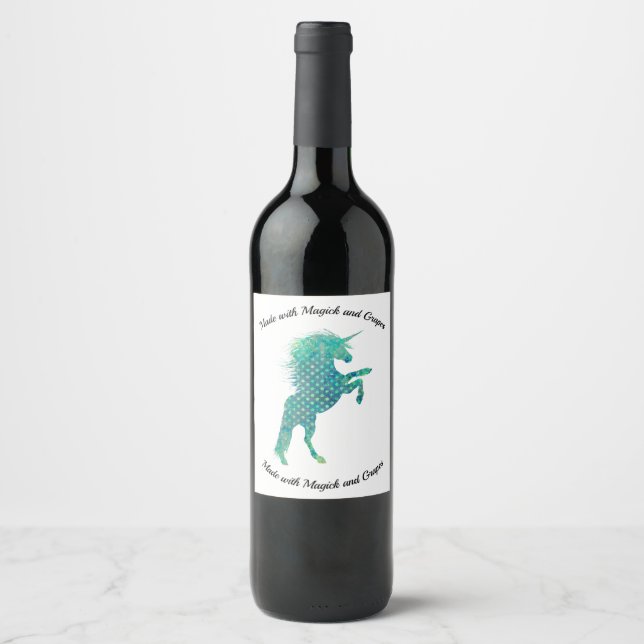 Étiquette Pour Bouteilles De Vin Unicorn Blues (Devant)