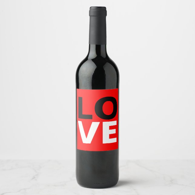 Étiquette Pour Bouteilles De Vin Unique Arrière - plan rouge amour romance (Devant)