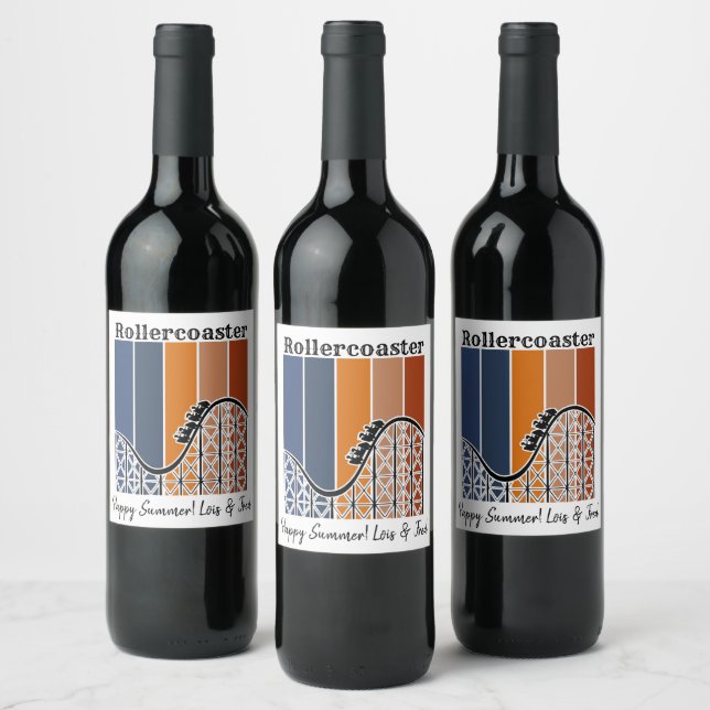 Étiquette Pour Bouteilles De Vin Vacances d'été à cheval Rollercoaster Retro (Bouteilles)