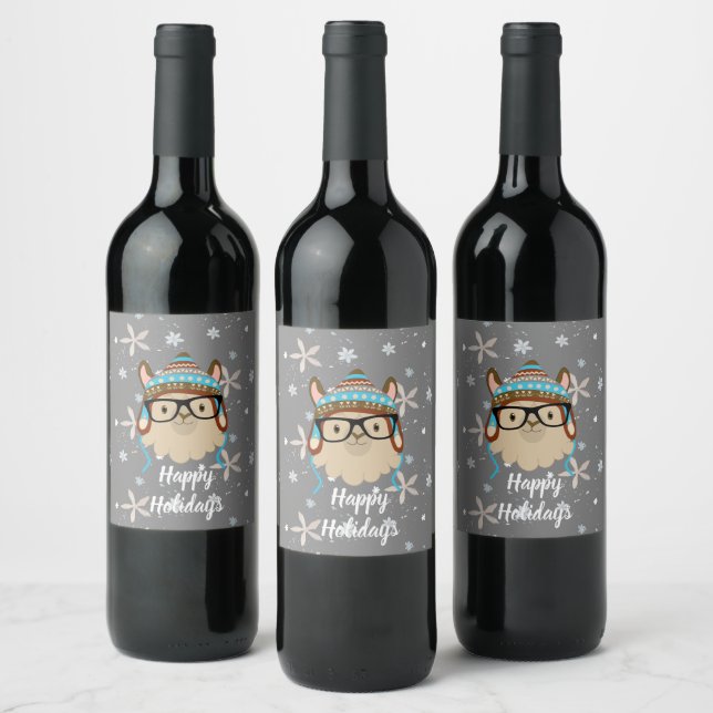 Étiquette Pour Bouteilles De Vin Vacances Hipster Llama (Bouteilles)