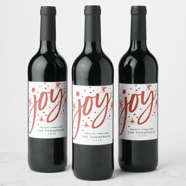 Étiquette Pour Bouteilles De Vin Vacances Modernes Grande Joie | Cadeau client vois (Bouteilles)