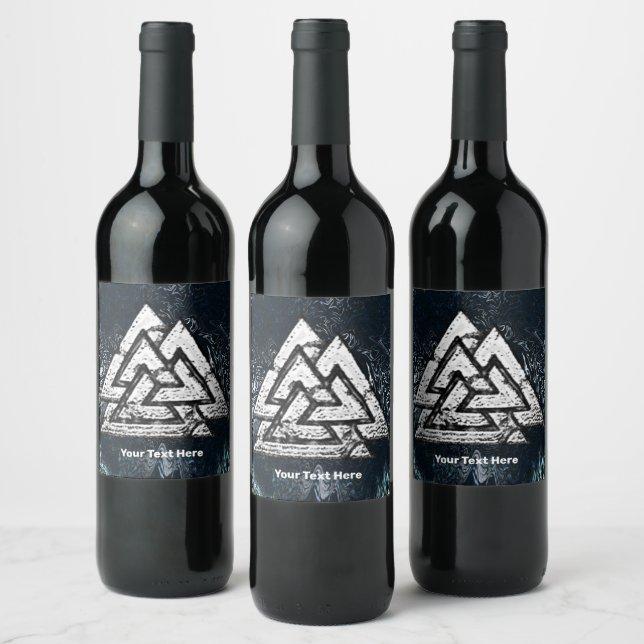 Étiquette Pour Bouteilles De Vin Valknut~ (Wavy) (Bouteilles)