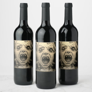 Étiquette Pour Bouteilles De Vin Vampire ou diable Visage Visage personnalisé Vin É