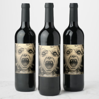 Étiquette Pour Bouteilles De Vin Vampire ou diable Visage Visage personnalisé Vin É