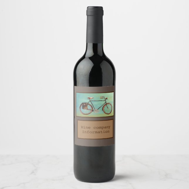 Étiquette Pour Bouteilles De Vin Vélo Messenger (Devant)