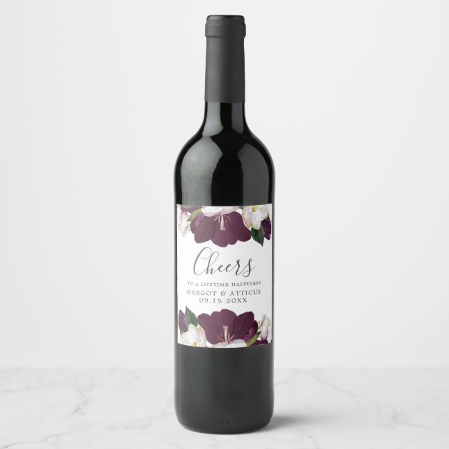 Étiquette Pour Bouteilles De Vin Velvet Magnolia | MARIAGE Personnalisé "applaudiss (Devant)