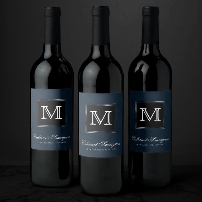 Étiquette Pour Bouteilles De Vin Velvet Navy Grunge | Deep Sapphire Blue Custom (Créateur téléchargé)