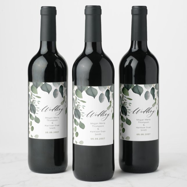 Étiquette Pour Bouteilles De Vin Verdure et Mariage d'Eucalyptus (Bouteilles)