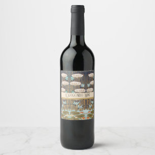 Étiquette Pour Bouteilles De Vin Verneuil Dragonfly Water Lily Art Nouveau : Vintag