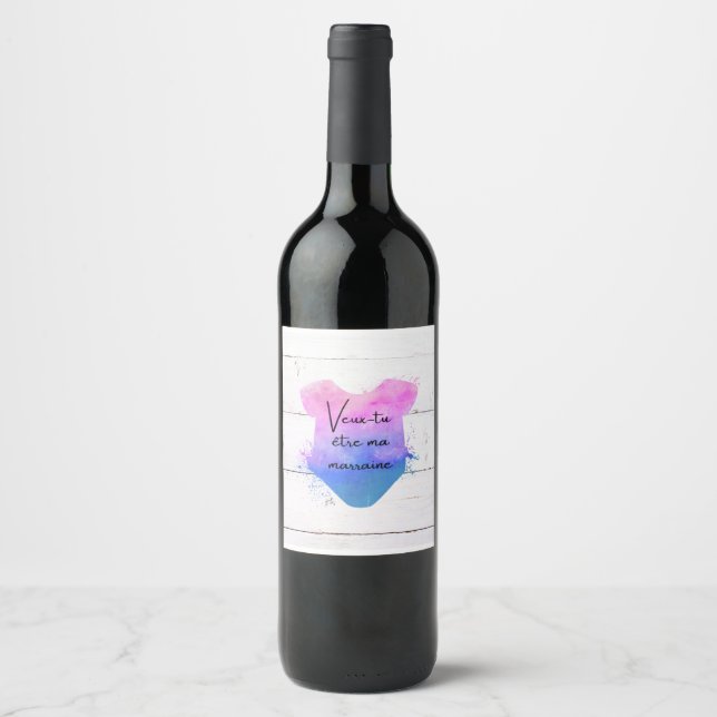 Étiquette Pour Bouteilles De Vin Veux-tu être ma marraine? (Devant)