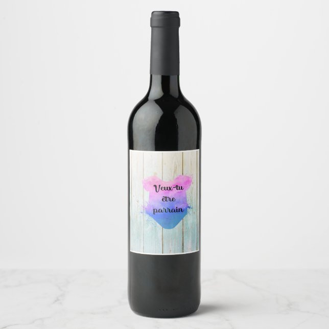 Étiquette Pour Bouteilles De Vin Veux-tu être parrain (Devant)