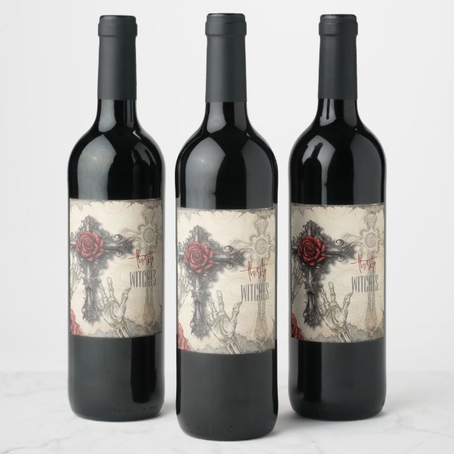 Étiquette Pour Bouteilles De Vin Victorian Gothic Styled Rose et Croix (Bouteilles)