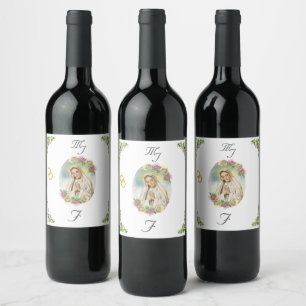 Étiquette Pour Bouteilles De Vin Vierge Marie Mariage monogramme