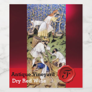 ÉTIQUETTE POUR BOUTEILLES DE VIN VIEUX VIGNOBLE DE RAISIN VIN ,SCELLÉ DE CIRE ROUGE