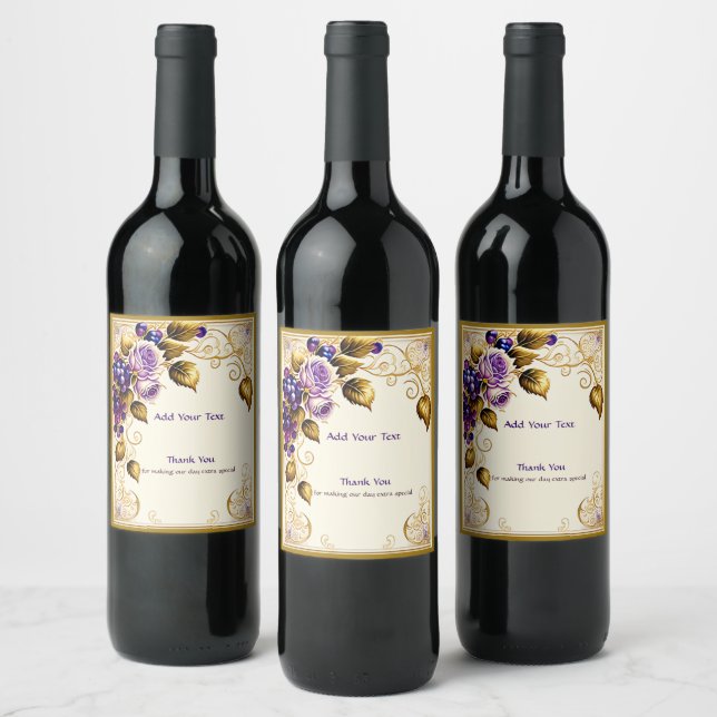 Étiquette Pour Bouteilles De Vin Vignoble Vignoble Mariage Roses Vignoble (Bouteilles)