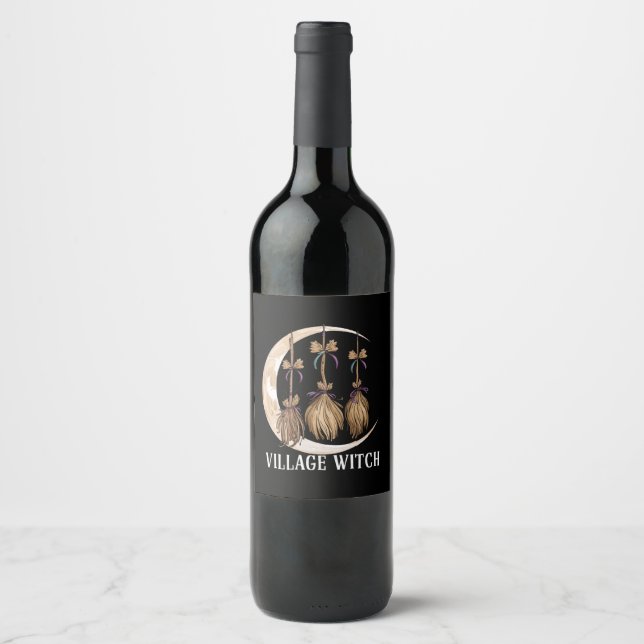 Étiquette Pour Bouteilles De Vin Village Witch gothique Occulte Wicca Pagan Nature (Devant)