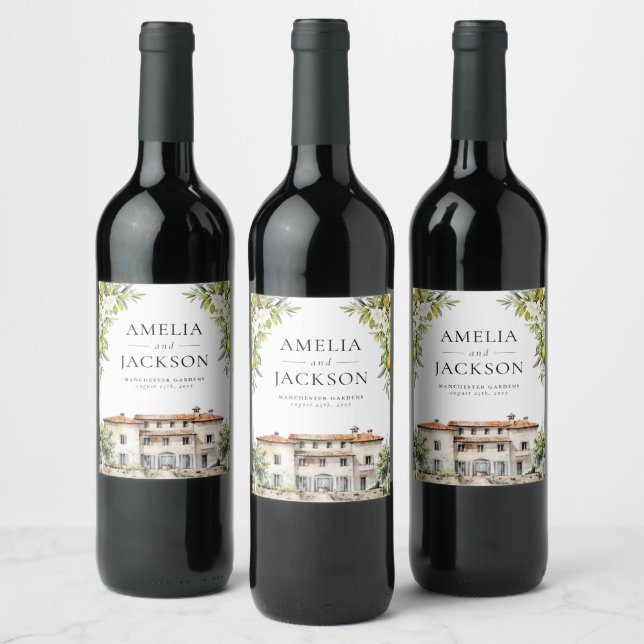 Étiquette Pour Bouteilles De Vin Villas italiennes Lemons & Olives (Bouteilles)