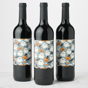 Étiquette Pour Bouteilles De Vin Vin de fête d'Halloween et bataille de vin mousseu
