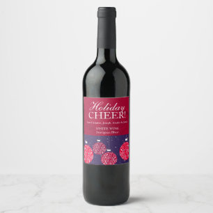 Étiquette Pour Bouteilles De Vin Vin de Noël étiquette baubles rouge bleu nom