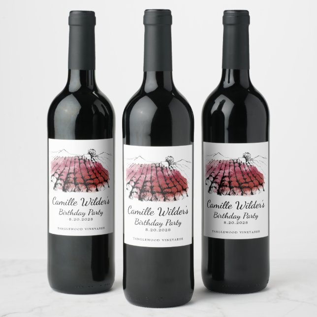 Étiquette Pour Bouteilles De Vin Vin Dégustation de vin Aquarelle Vignoble Annivers (Bouteilles)