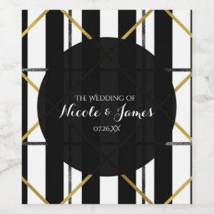 Étiquette Pour Bouteilles De Vin Vin élégant et géométrique Black & Gold Chic Glam