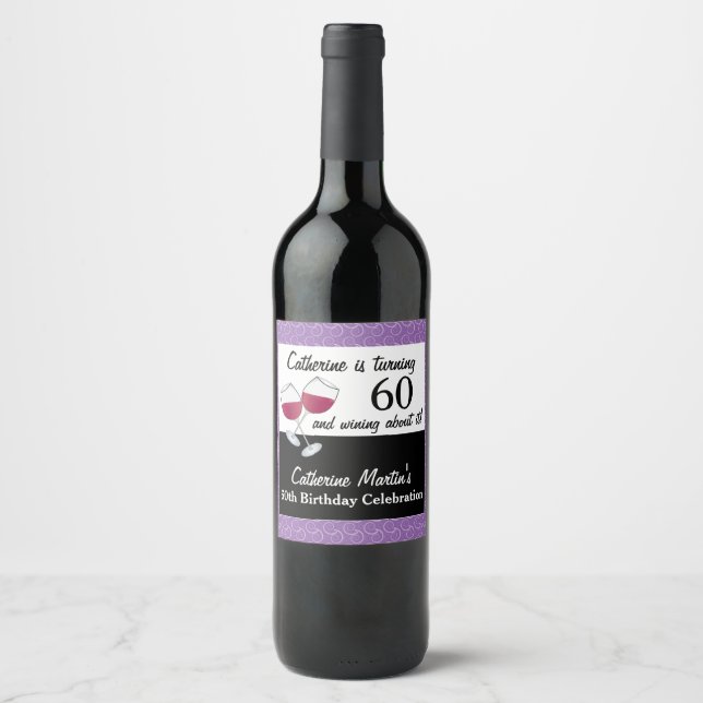 Étiquette Pour Bouteilles De Vin Vin rouge, 60e fête d'anniversaire (Devant)