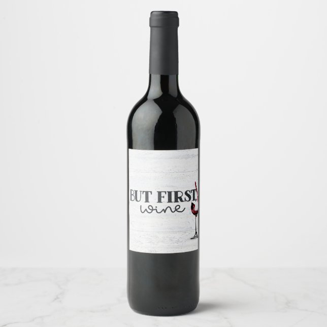 Étiquette Pour Bouteilles De Vin Vin Rouge Parlé Sur Bois Blanchi (Devant)