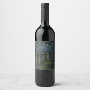 Étiquette Pour Bouteilles De Vin Vincent van Gogh - Nuit étoilée sur le Rhône