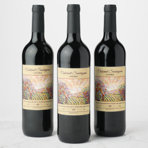 Étiquette Pour Bouteilles De Vin "Vineyard Sunset" Étiquette de vin personnalisable