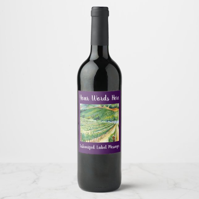 Étiquette Pour Bouteilles De Vin Vineyard Winery Grapevines Art Custom Bottle Étiqu (Devant)