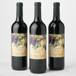 Étiquette Pour Bouteilles De Vin Vineyard Winery Mariage Grapevines