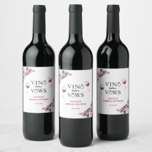 Étiquette Pour Bouteilles De Vin Vino avant Vows Elégante Fête des mariées florale