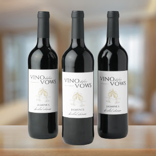 Étiquette Pour Bouteilles De Vin Vino avant Vows White Floral Fête des mariées