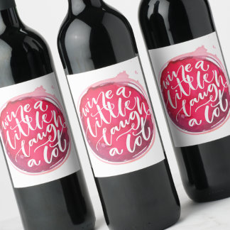 Étiquette Pour Bouteilles De Vin Vins un peu rire beaucoup
