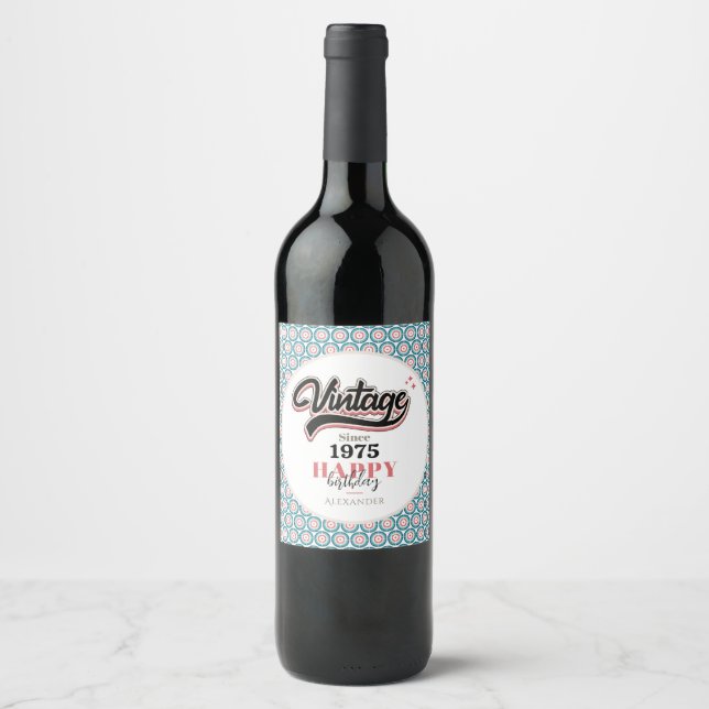 Étiquette Pour Bouteilles De Vin Vintage depuis - 1975 (Devant)