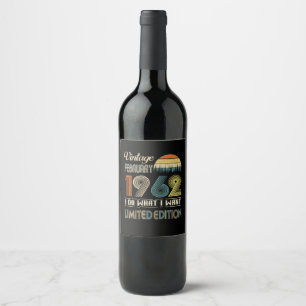 Étiquette Pour Bouteilles De Vin Vintage février 1962 Ce que je veux Édition limi