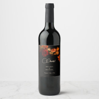 Étiquette Pour Bouteilles De Vin Vintage Fine Art Dark Floral Cheers Wedding