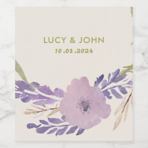 Étiquette Pour Bouteilles De Vin Vintage Floral Wreath Wedding Favor Tags Lavender
