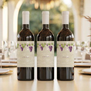 Étiquette Pour Bouteilles De Vin Vintage Look Vigne violet Vins Feuilles