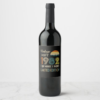 Étiquette Pour Bouteilles De Vin Vintage mai 1982 Ce que je veux édition limitée