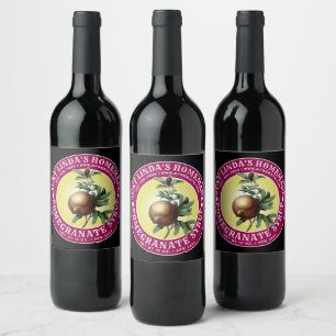 Étiquette Pour Bouteilles De Vin Vintage Modèle de sirop de grenade maison