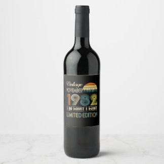 Étiquette Pour Bouteilles De Vin Vintage novembre 1982 Ce que je veux Edition Limit