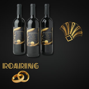 Étiquette Pour Bouteilles De Vin vintage or noir mariage des années 1920