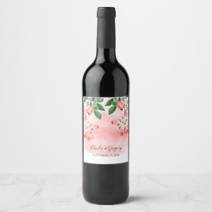 Étiquette Pour Bouteilles De Vin Vintage Rose rose fleuri Mariage botanique