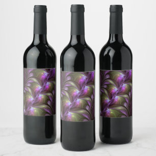 Étiquette Pour Bouteilles De Vin Violet Abstrait violet violet kaki fractal