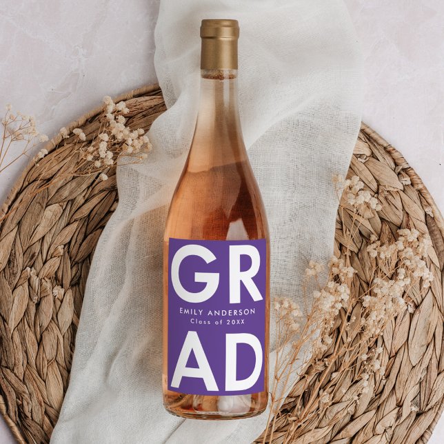 Étiquette Pour Bouteilles De Vin Violet | Graduation Gras (Créateur téléchargé)