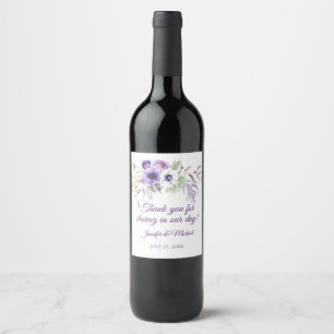 Étiquette Pour Bouteilles De Vin Violet Lavande Blanc Floral Mariage Faveurs