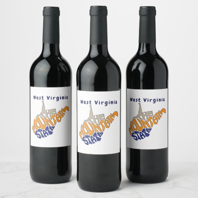 Étiquette Pour Bouteilles De Vin Virginie-Occidentale Surnom Word Art (Bouteilles)